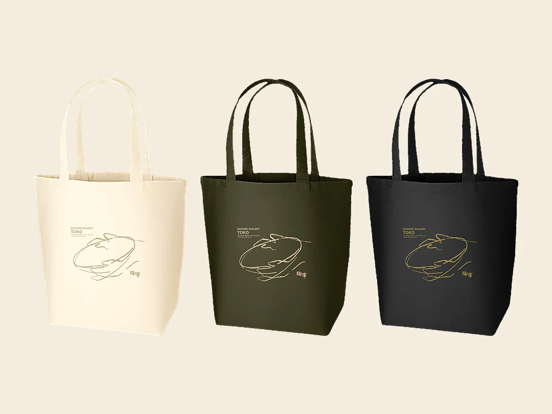 陶器市限定トートバッグ「TOKO BAG」。ナチュラル・カーキ・ブラックの3色
